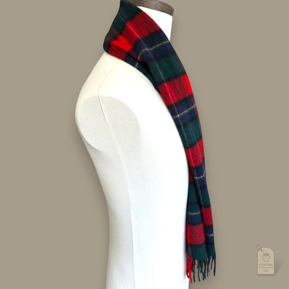 Vintage Johnstons of Elgin Scotland 100% Cashmere Tartan Scarf - Picture 2 of 6